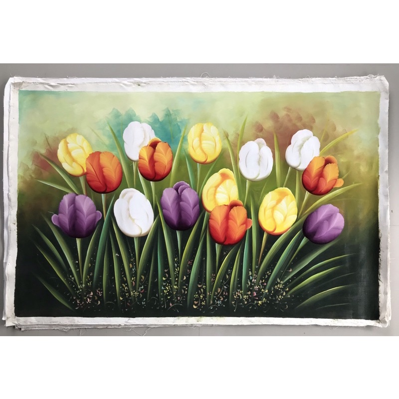 Lukisan Bunga Tulip, Ukuran 135 x 85 cm (asli buatan tangan)