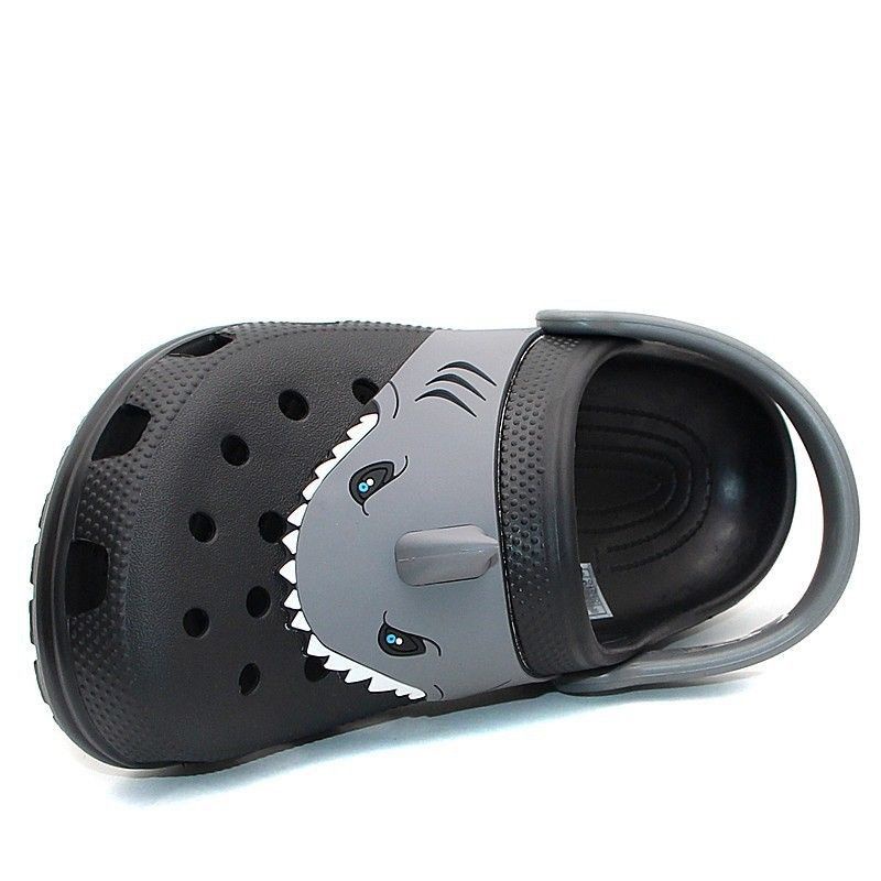 NEW!! CROCS FUN LAB SHARK BLACK TANDUK CLOG / CROCS SHARK / CROCS HIU