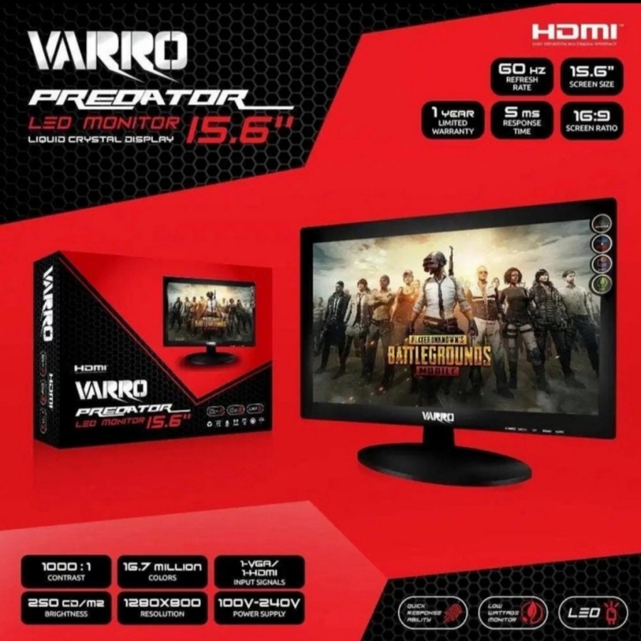 Monitor led varro 15.6 inch Vga-Hdmi - monitor gaming 15.6&quot; in for pc