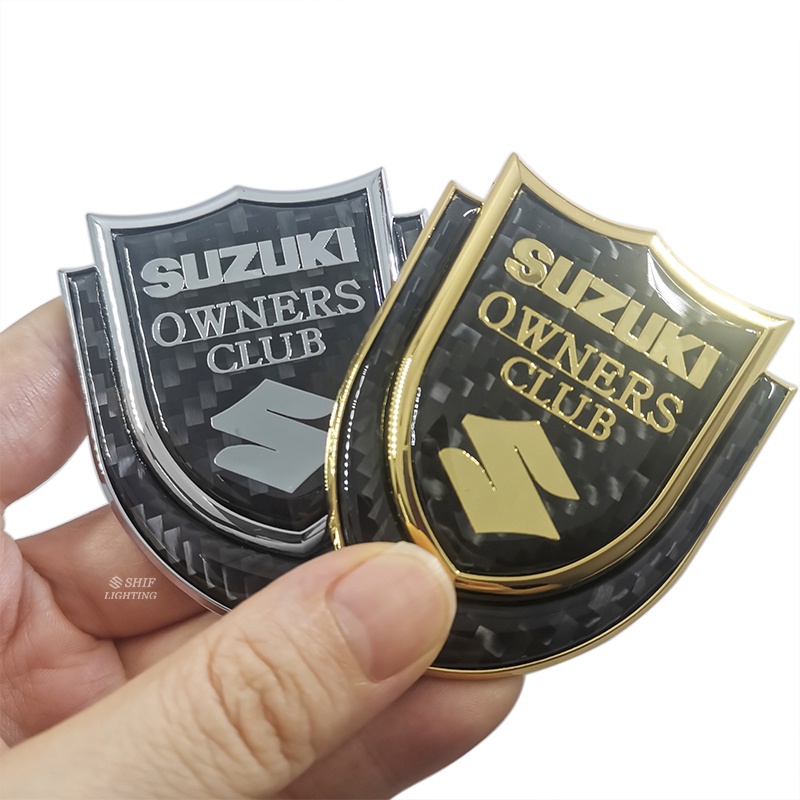 1pc Stiker Emblem Logo SUZUKI Owners Club Bahan Metal Carbon Fiber Untuk Mobil SUZUKI