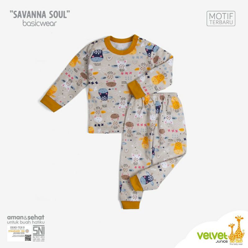 Setelan Panjang Piyama Anak Bayi Velvet Junior Savanna Soul