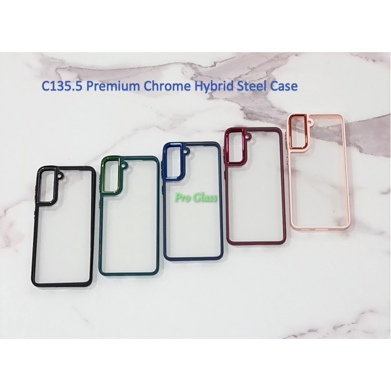 C135.5 Samsung S20 Fe / S21 Plus Ultra / Samsung S22 / Samsung S22+ / Samsung Note 20 PLUS ULTRA Chrome Steel Hybrid Silicone Case