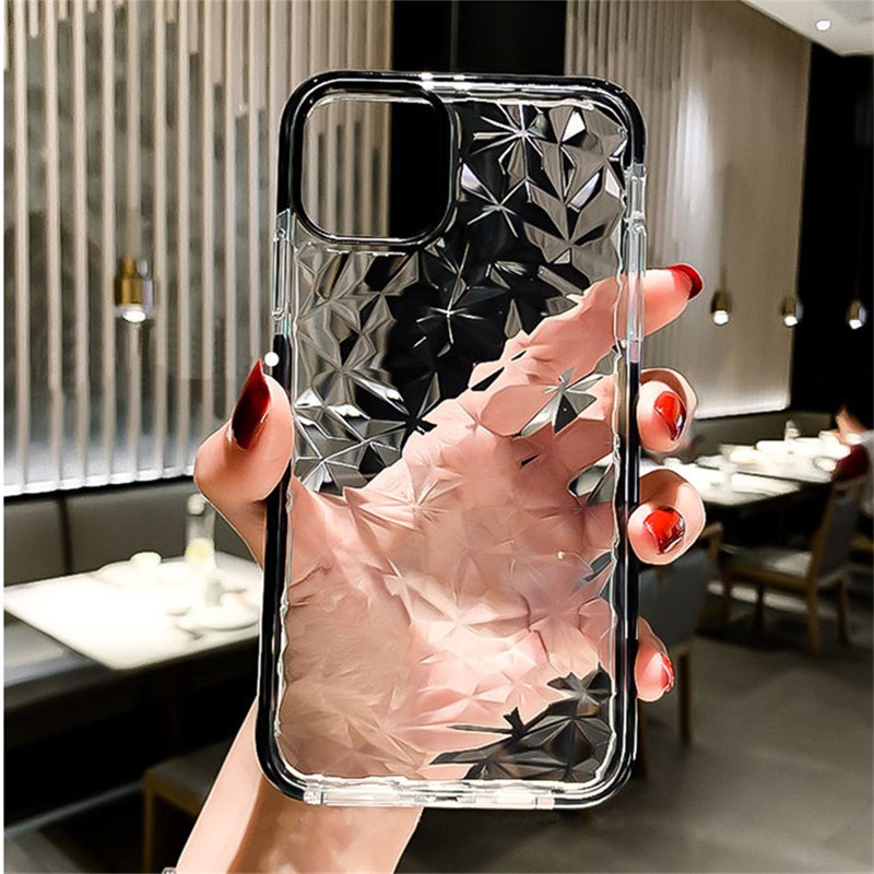 Case Transparan Shockproof Aksen Berlian Untuk iPhone 11 Pro X XS Max XR 6 6s 7 8 Plus SE2020