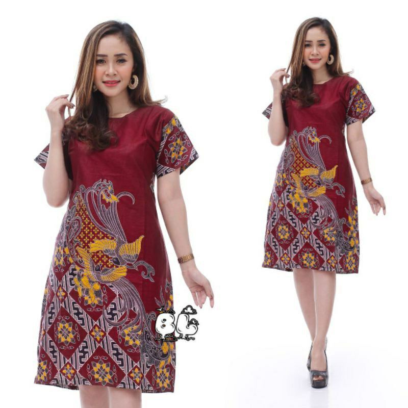 Promo Batik Couple sania ruffle batik couple keluarga ori motif kenari-Dress Dewasa