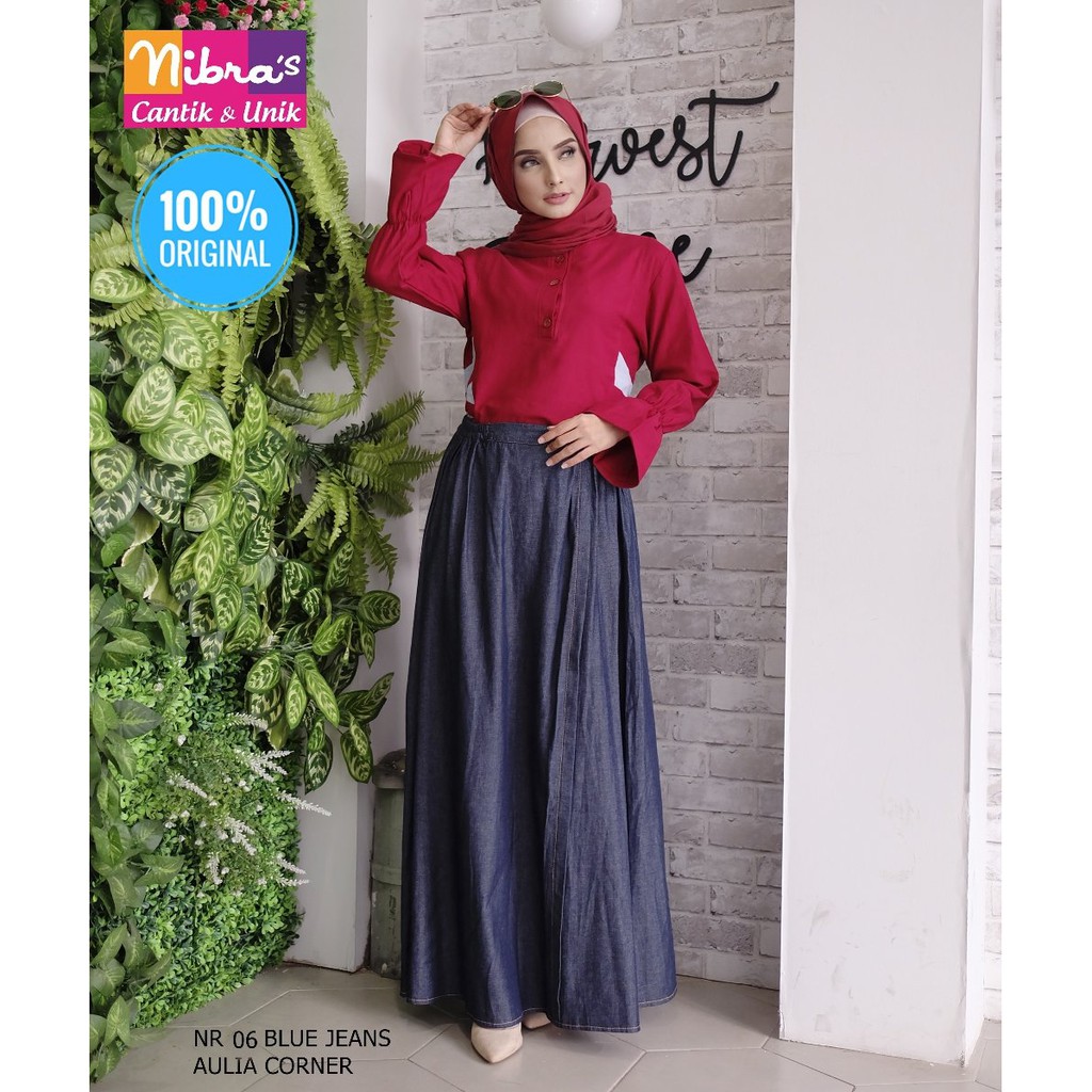 Rok Panjang Rok Muslim Nibras NR 06 Blue Jeans ORIGINAL