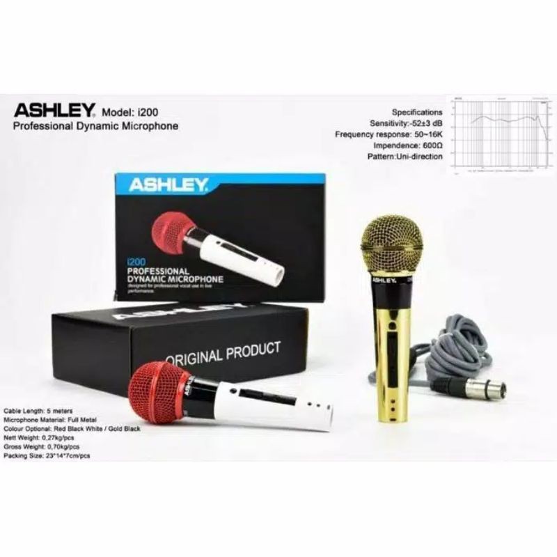 Mic Microphone Kabel Cable Ashley I200 I-200 I 200 Original TERBAIK