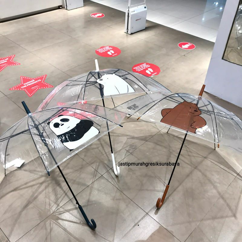 WE BARE BEARS LONG TRANSPARANS UMBRELLA PAYUNG MINISO PAYUNG TRANSPARAN MINISO PAYUNG WE BARE BEARS