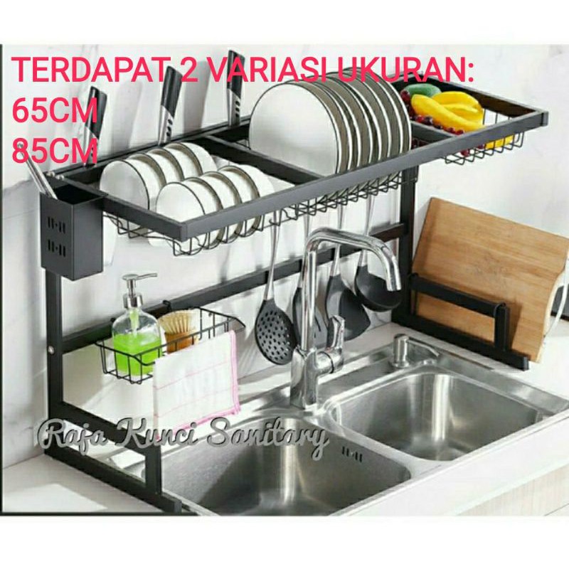 Rak Piring Portable/Rak Piring 2 Susun Stainless Stell/Hitam/Black