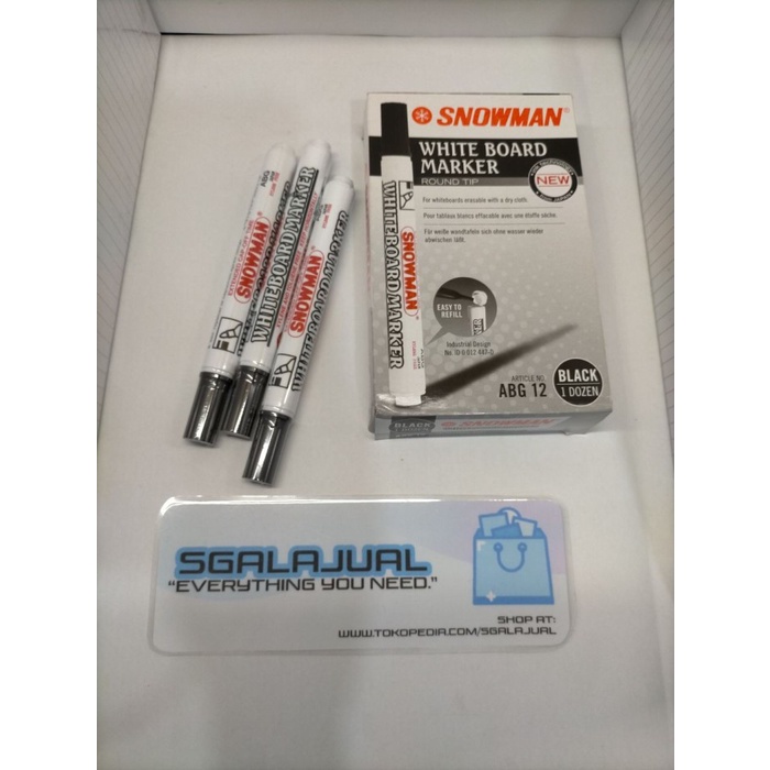 

spidol snowman marker hitam / white board marker black (1pack/12 buah) promo