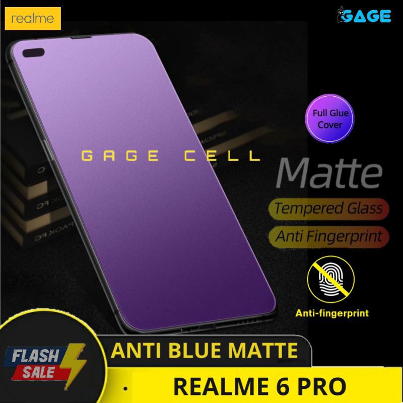 TEMPERED GLASS BLUE MATTE REALME 6 PRO TG ANTI GORES RADIASI REALME 6PRO FULL LAYAR SCREEN PROTECTOR