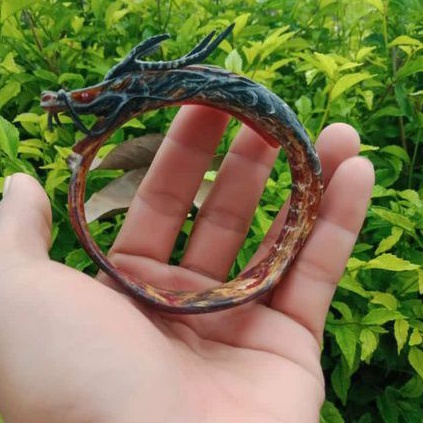 GELANG AKAR BAHAR MERAH UKIR NAGA TANDUK RUSA