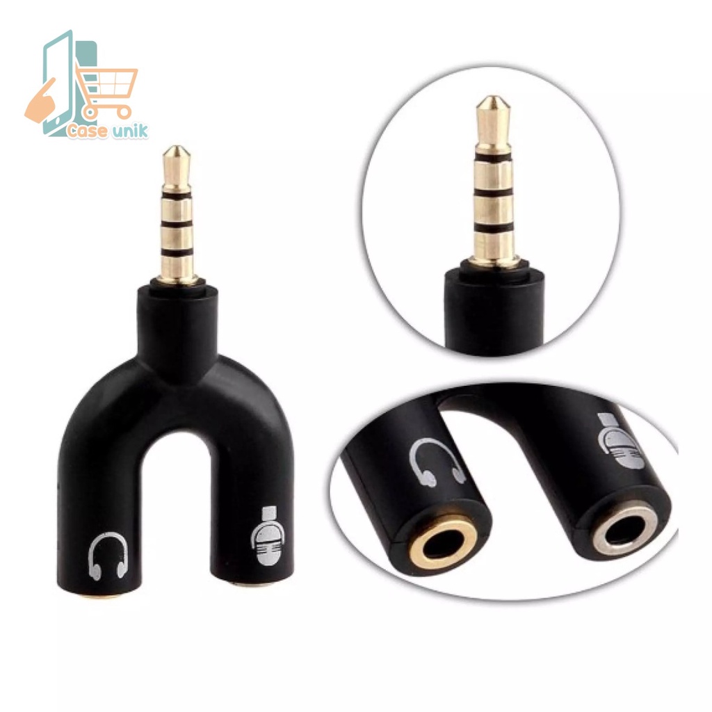 SPLITTER AUDIO / SPILTER AUDIO HP MODEL U (MIC &amp; AUDIO) / SPLITTER AUDIO U JACK 3.5MM 2 IN 1 CS3708