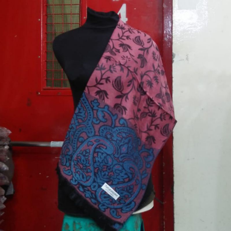 Pashmina Cashmere bunga rantai | Motif | Selendang | Scarf | Syal | Shawl | Pasmina