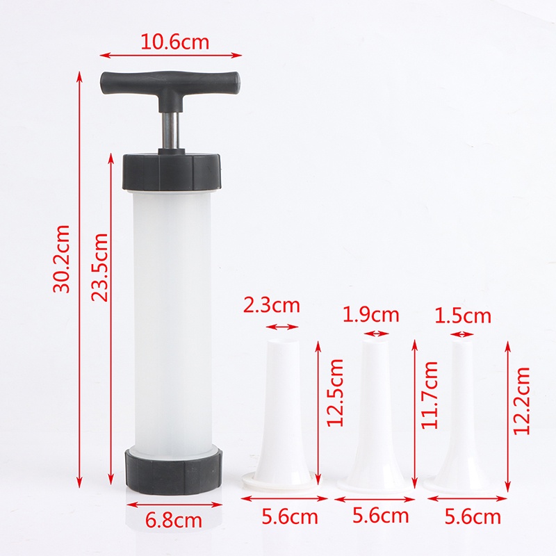 Mesin Pengisi Daging Sosis Model Tekan Manual Dengan 3 Nozzle Corong