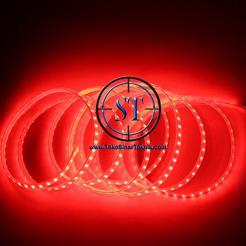 Lampu Led Strip Selang RED SMD 5050 Panjang 1-5 Meter In Ac 220V Warna Merah Cocok Indoor - Outdoor Lampu Hias Taman Plafon Rumah Waterproof