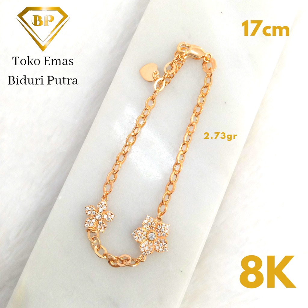 Gelang Fancy Perhiasan Emas Kuning Asli Model Terbaru Kadar 8K/375 toko emas biduri putra