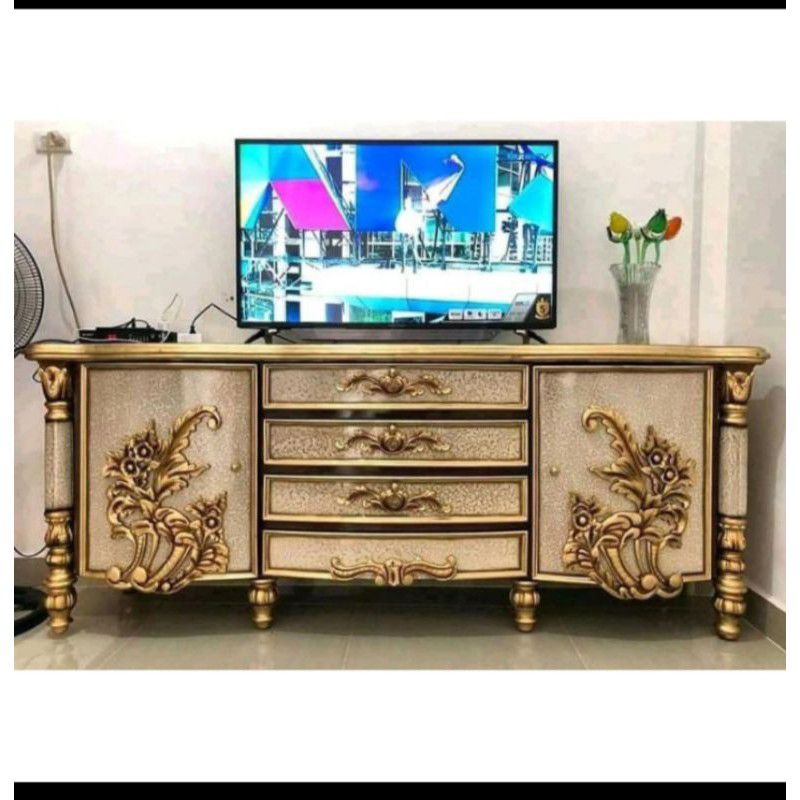 Bufet kiansantang kayu jati / Meja tv kayu jati ukiran Jepara / Furniture asli Jepara