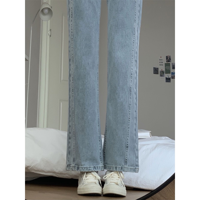 Korean style straight leg  loose light blue jeans