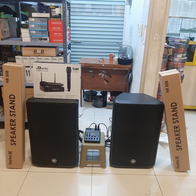 Paket Speaker Yamaha DBR 15 Aktif Mixer Mg 06 X Mic Wireless Live Akustic