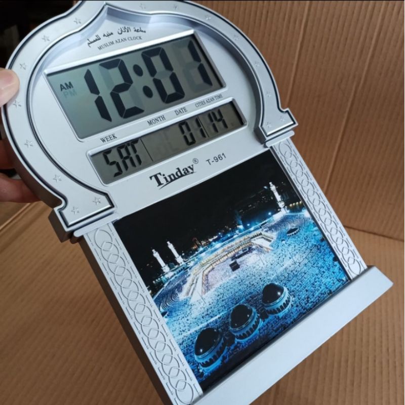 Jam Dinding Digital LCD Adzan Nuansa Muslim Masjid Suara 5 Waktu