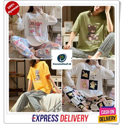 PIYAMA WANITA IMPORT LENGAN PANJANG  MODEL JOGER PIYAMA KEKINIAN GAUL PIYAMA MURAH