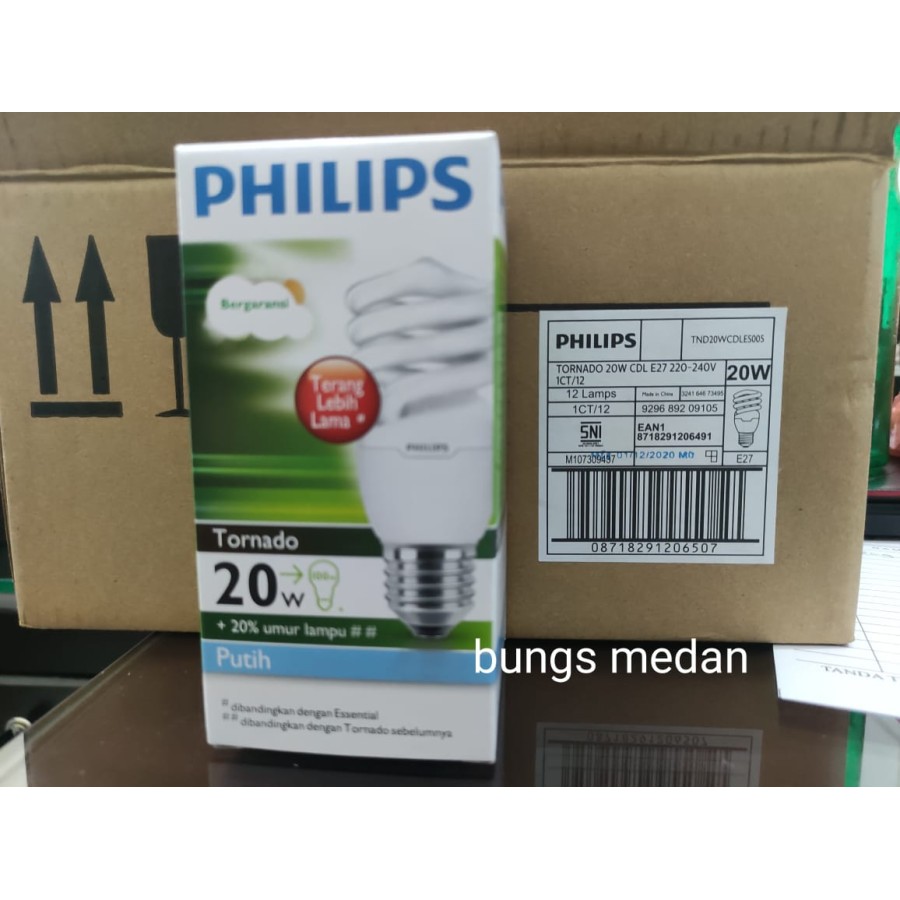 LAMPU SPIRAL TORNADO PHILIPS 20W 20WATT 20 W 20 WATT PUTIH CDL BOHLAM