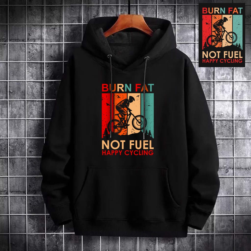 INDOSAN-SWEATER HOODIE BURN FAT-HOODIE DISTRO BAHAN FLEECE MOTIF GAMBAR DTF PRINTING-REAL PICT-BISA COD