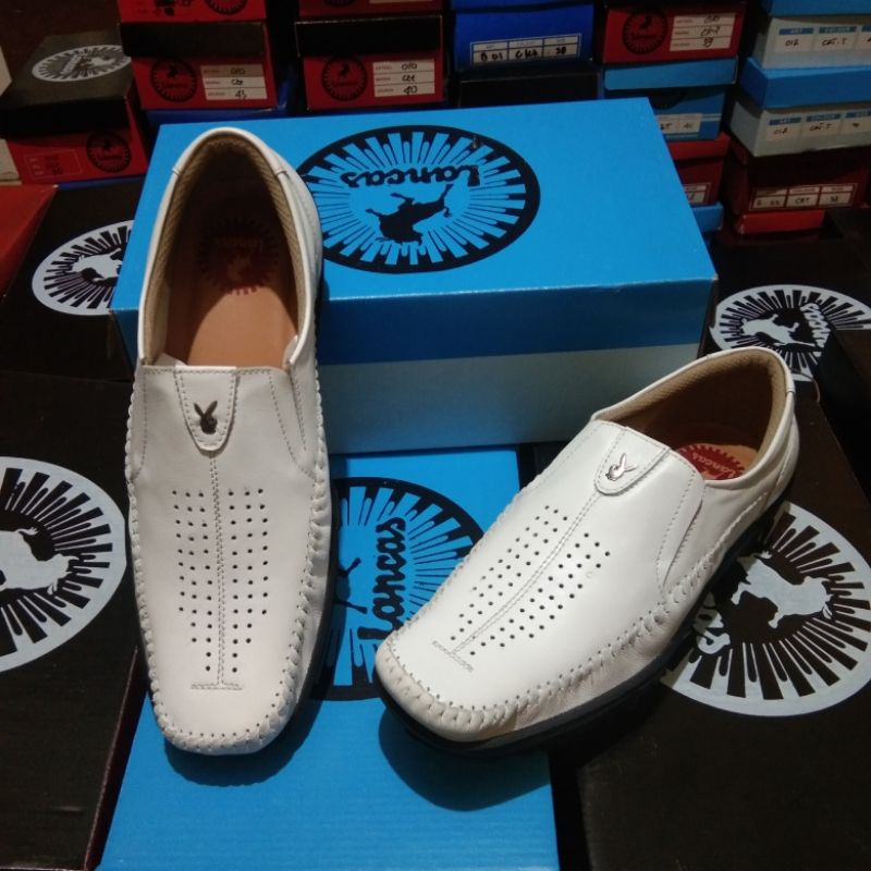 Sepatu lancas Casual Pria Putih Kulit asli Santai