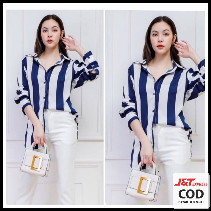 Zaza_Fashion Baju Atasan Wanita Terbaru 2021 Import Real Pict Blo OD444  Salurko - Navy