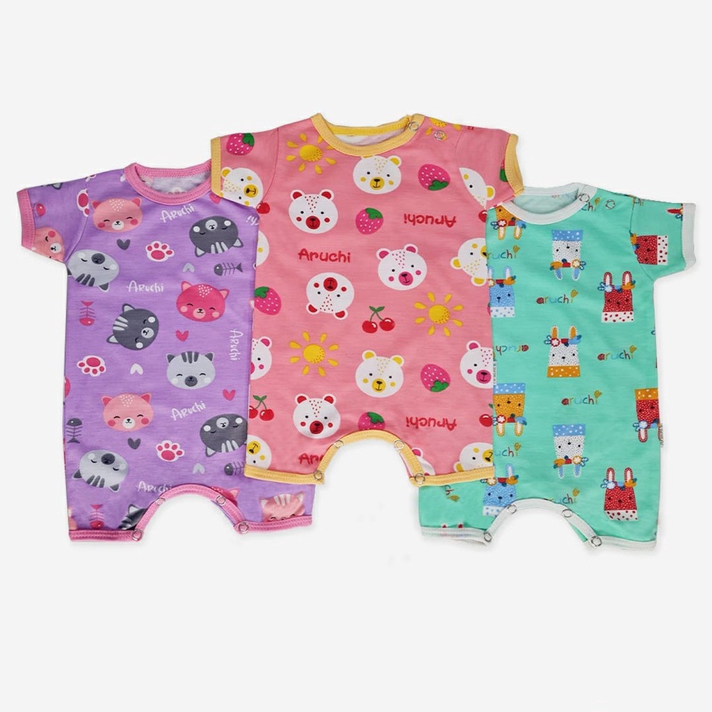 Produk Eceran - Romper Bayi Putih Sablon / Romper Jumper Pendek Bayi / Baju Kodok Bayi / Romper Murah / Grosir Romper Pendek Bayi  Harga Pabrik