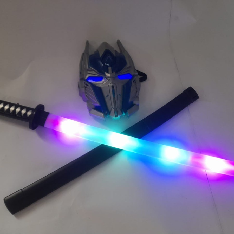Set Pedang + topeng optimus nyala suara - pedang samurai mainan model jepang