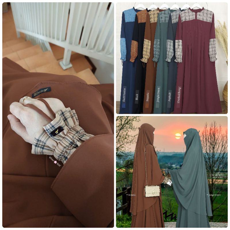 [Bisa COD] Sep- CALADIUM by Afifathin / Set Gamis Syari / Set Gamis Kotak