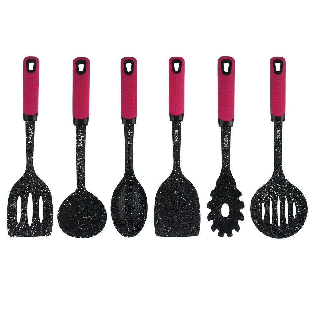 BOLDE Utensil Set 7 Pcs Silicone Black Pink - Spatula Set - Sutil Set