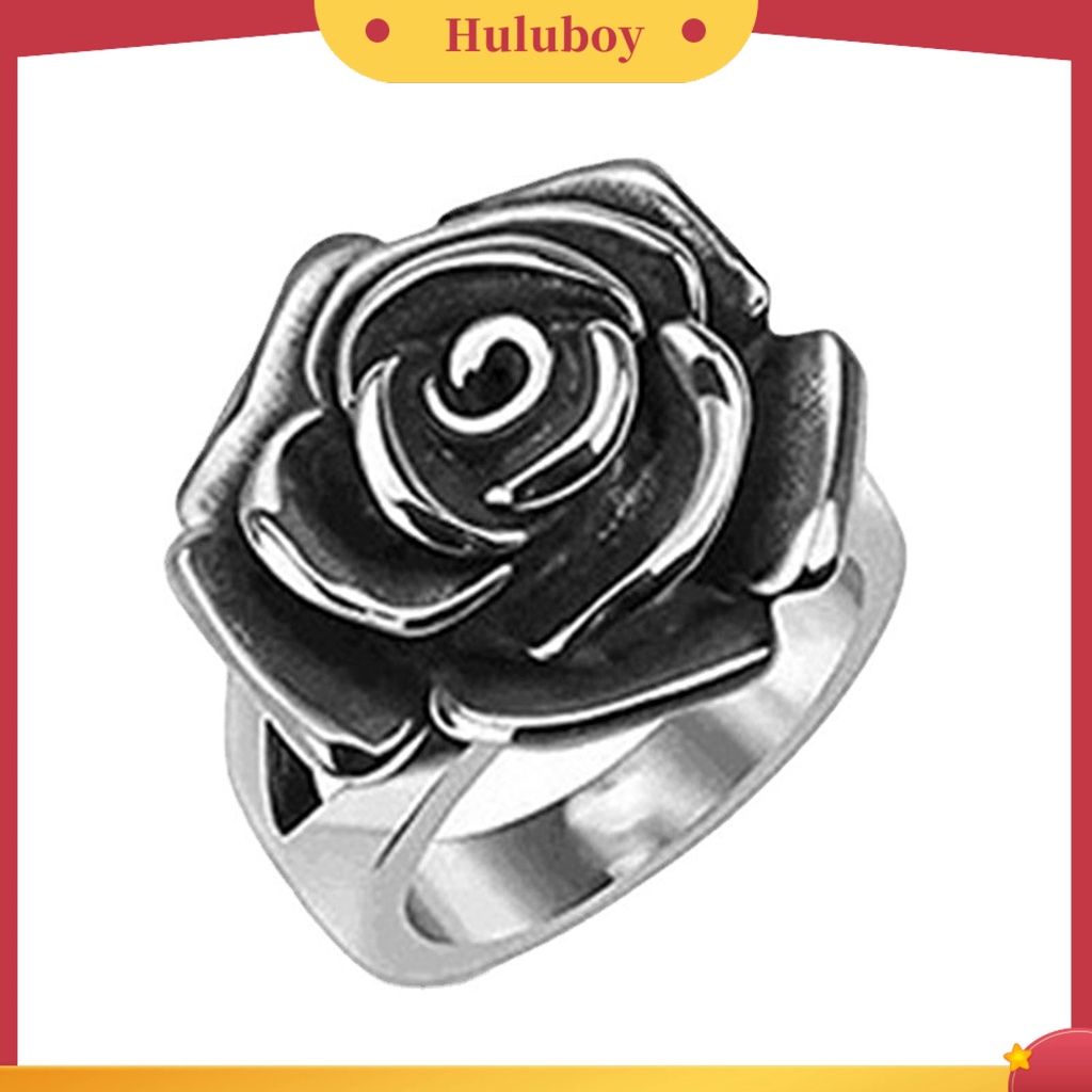 Hu Hu Hu Hu Hu Alat Bantu Pasang Kacamata♡ Cincin Wanita Bahan Alloy Warna Silver Bentuk Bunga Mawar Mekar Untuk Pesta Cocktail