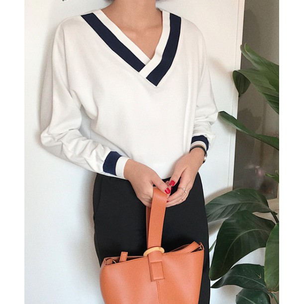 WSA169 sweater blus v neck big size blouse korea atasan wanita jumbo