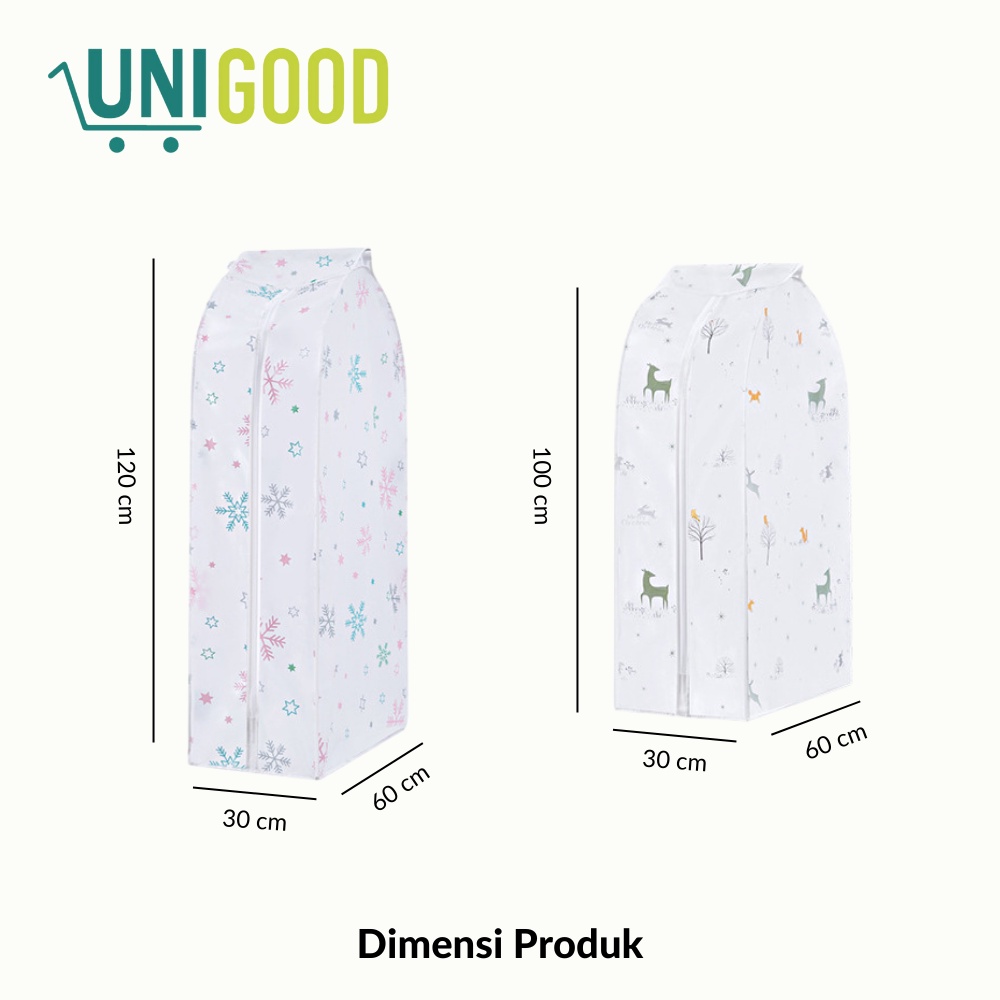 UNIGOOD - Anti-Dust Clothing Cover 3D Gantungan Hanger Baju Pelindung Kemeja Baju Anti Debu Anti Air
