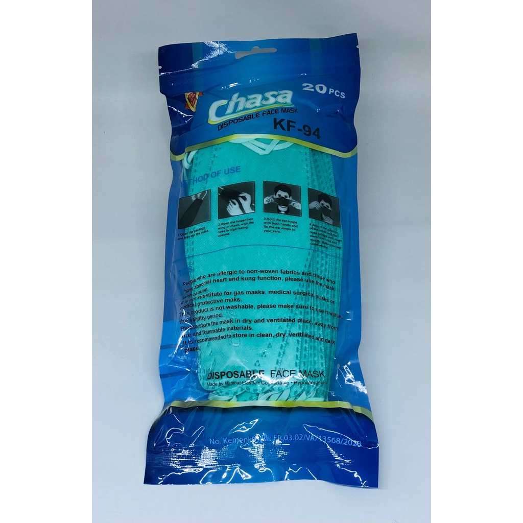 Masker KF94 CHASA Sachet Ziplock 20pcs 3D Stereoscopic Fish