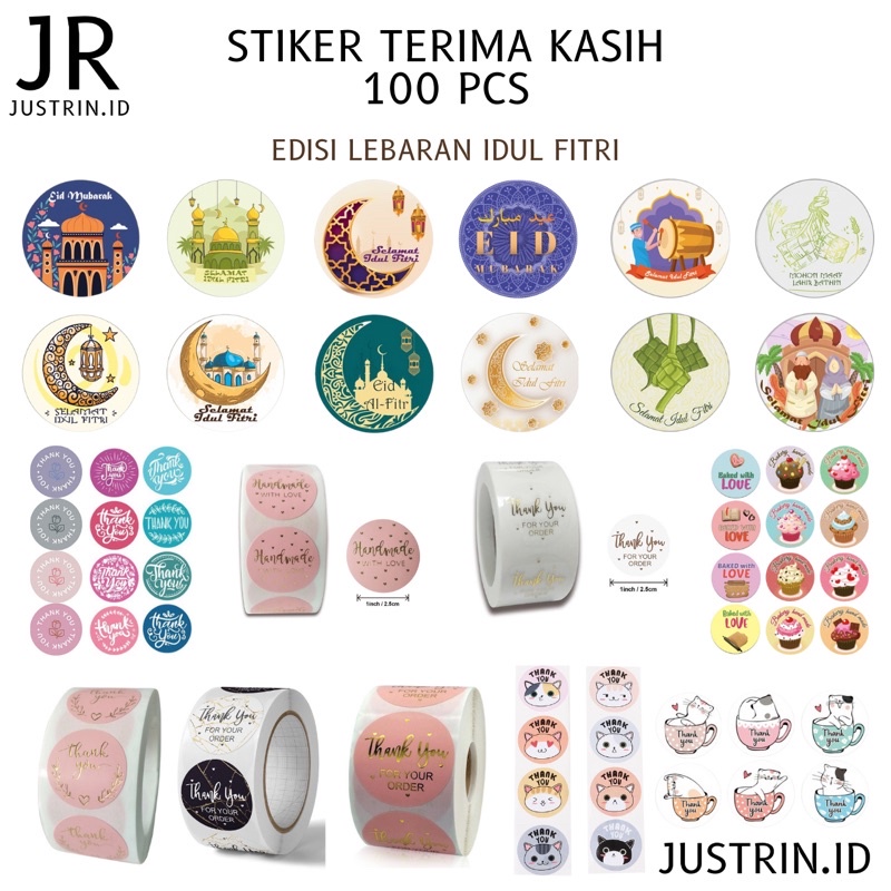 

100 PCS Sticker Label Thank You For Your Order | Ramadhan Lebaran Idul Fitri | Stiker Bulat Terima Kasih Murah 2.5 cm 25mm | Pink Pastel Gold Ungu Glossy Cat Unicorn Aesthetic FYO Vintage Craft Colorful Kucing Donat Lucu Gemoy Cake Kue Kering Roti Hampers