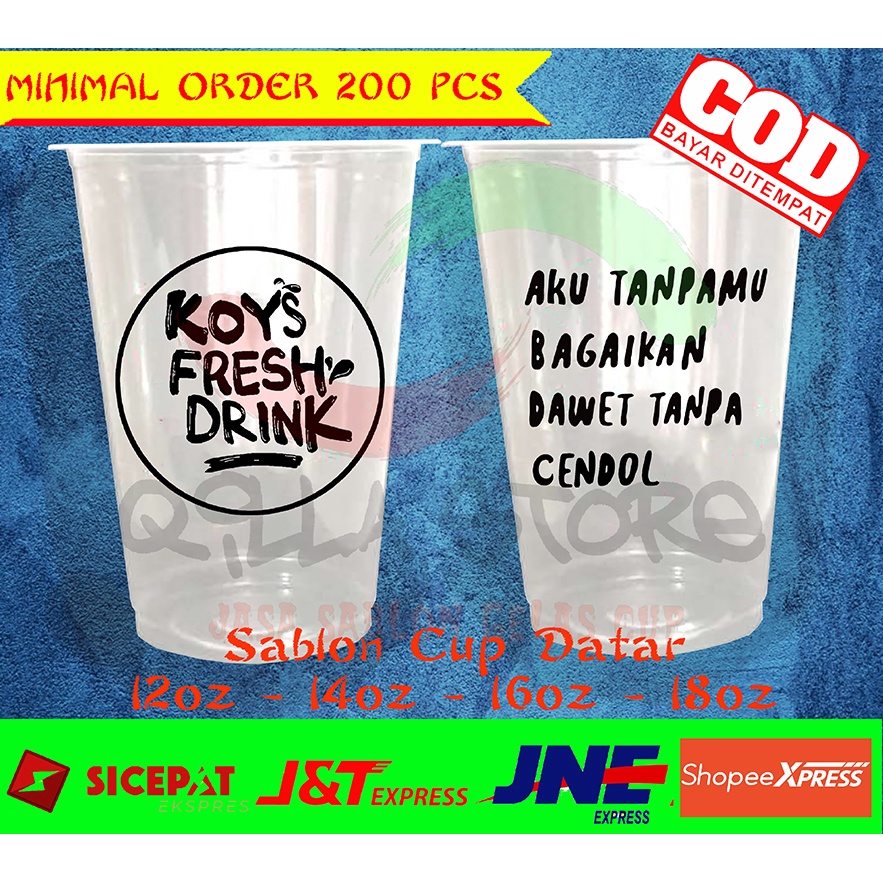 SABLON CUP DATAR GELAS CUP 12-14-16oz PP DATAR CUSTOM SABLON GELAS CUP PRINTING KOPI TEH MINUMAN
