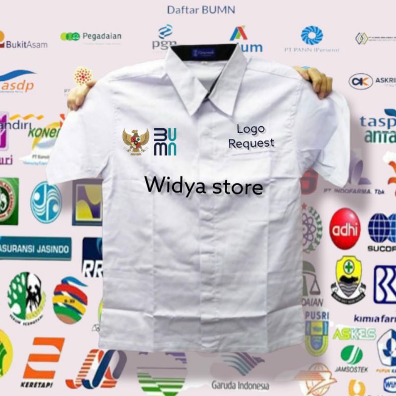 Kemeja BUMN logo request warna putih lengan pendek lengan panjang