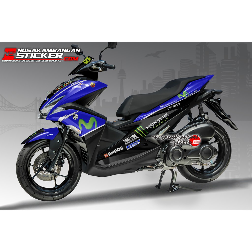 Decal Stiker Motor Yamaha Aerox Full Body Movistar Biru Racing Team Sticker Custom Variasi Motif Kar