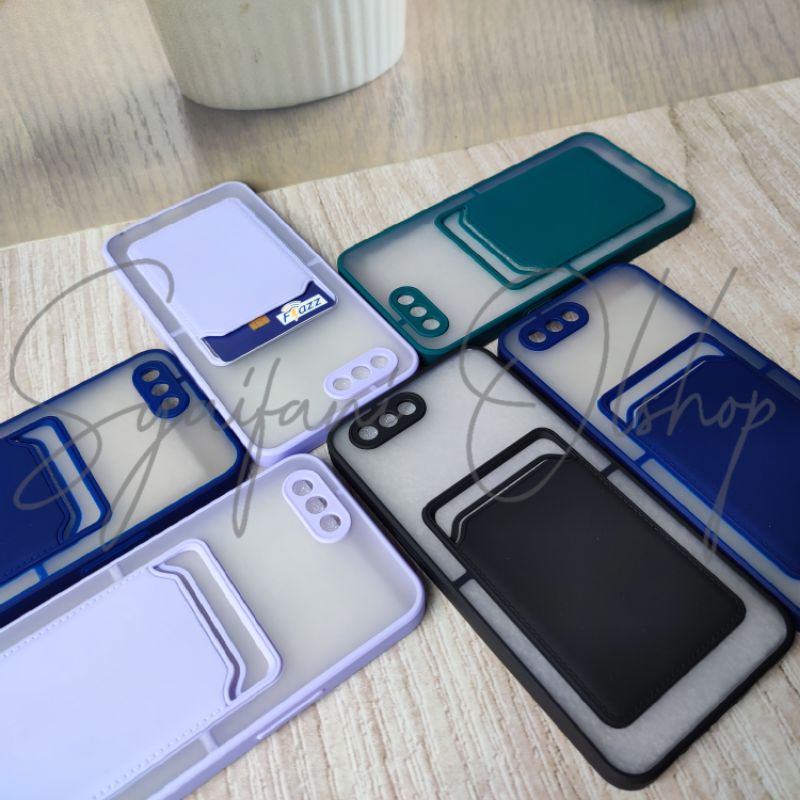 Card Case Oppo A3S ( CPH1803, CPH1853, CPH1805 ) / Realme C1 ( A1603 ) Case Slot Kartu + Protection Camera