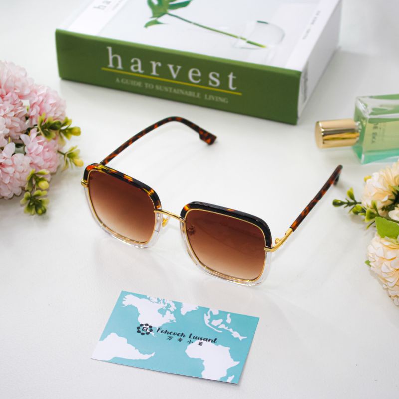 Forever Luisant Kacamata Trend Wanita Korea Motif Leopard