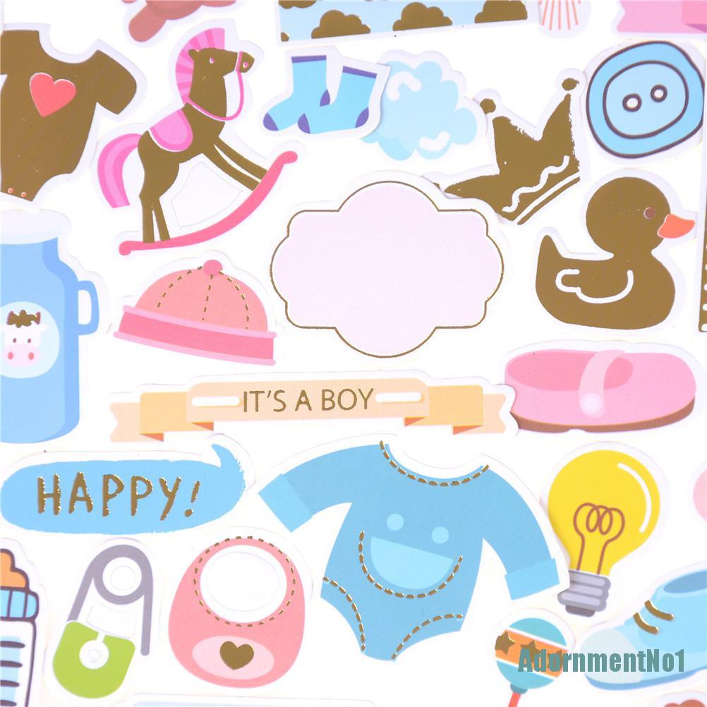 (AdornmentNo1) 73pcs / Set Stiker Die Cut Motif Bayi + Tulisan Happy Planner Untuk Scrapbook / Kartu