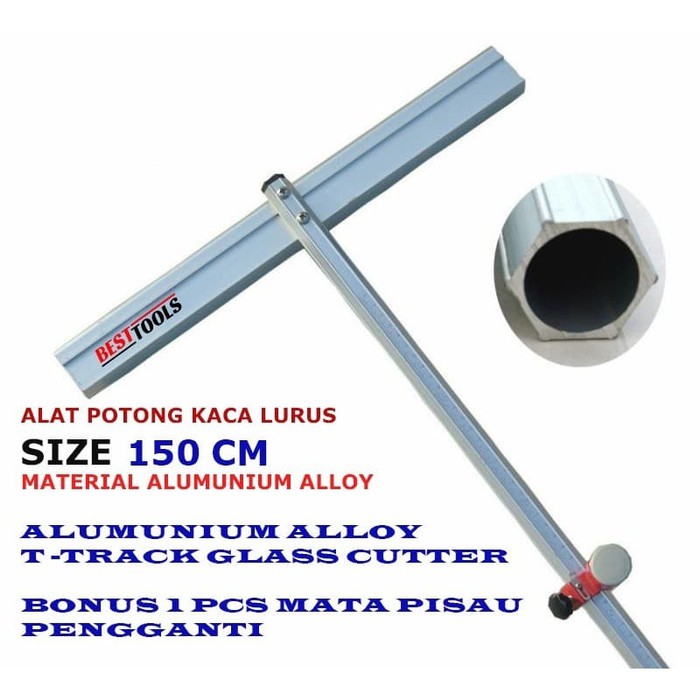 150cm Glass Cutter Model T Sliding Roller Alat Potong Kaca Lembaran