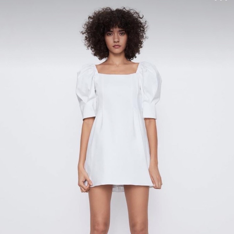 ZARA White Puff Sleeve Dress size S Ref. 2658/312