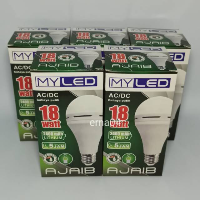 MYLED Lampu LED Emergency AC/DC 18 Watt (Paket 5 Pcs)
