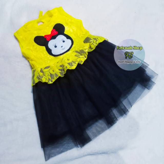 Dress anak cewek lucu 1 2 tahun tutu hitam baju anak perempuan ( tsum-tsum)