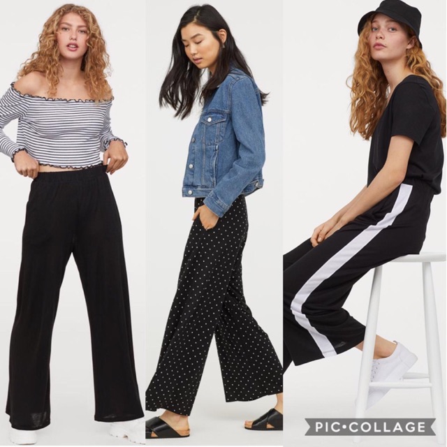 h&m wide cut jersey pants
