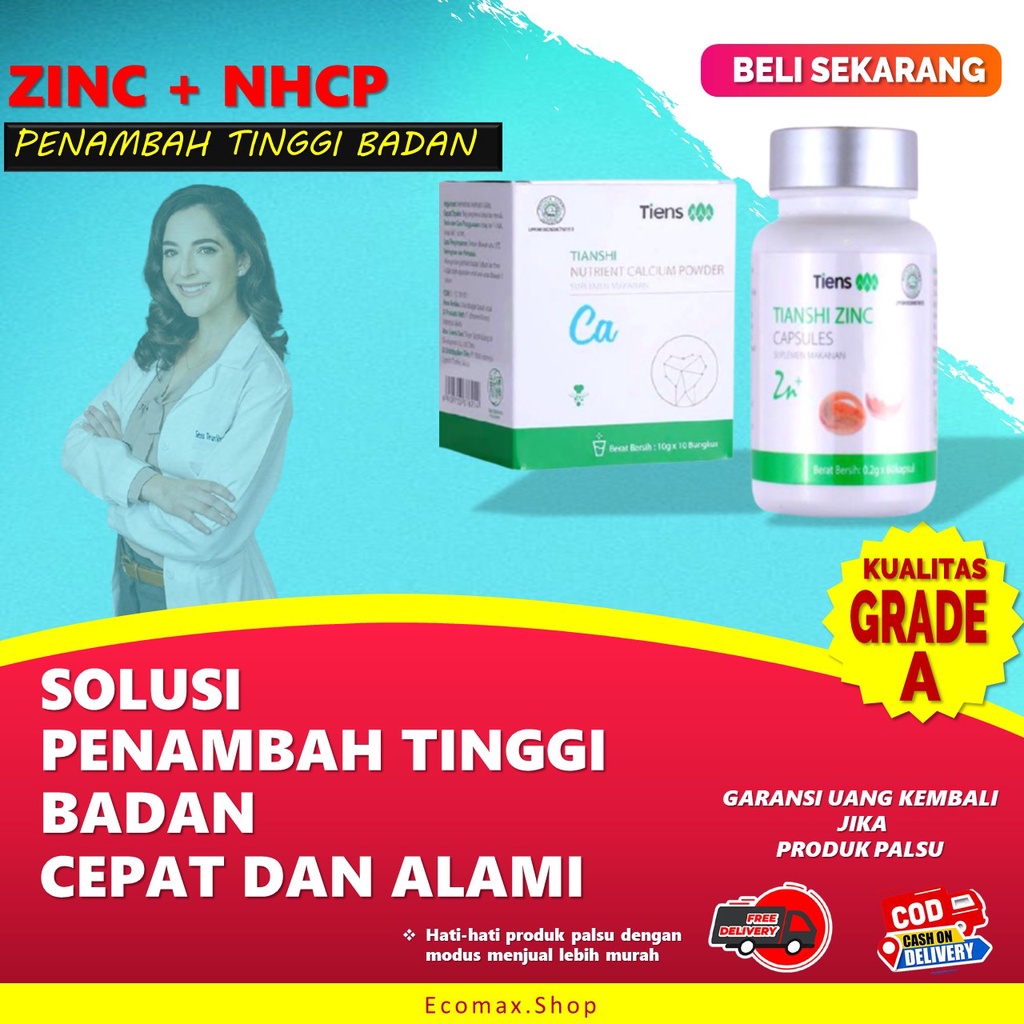 

Paket Peninggi Badan Tiens Original Susu NHCP dan Zinc Kapsul Herbal Alami Terbaik Supergrow Up